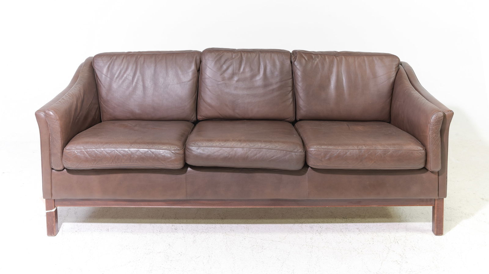 Danish Modern Leather Three Seater Sofa (1 of 7)