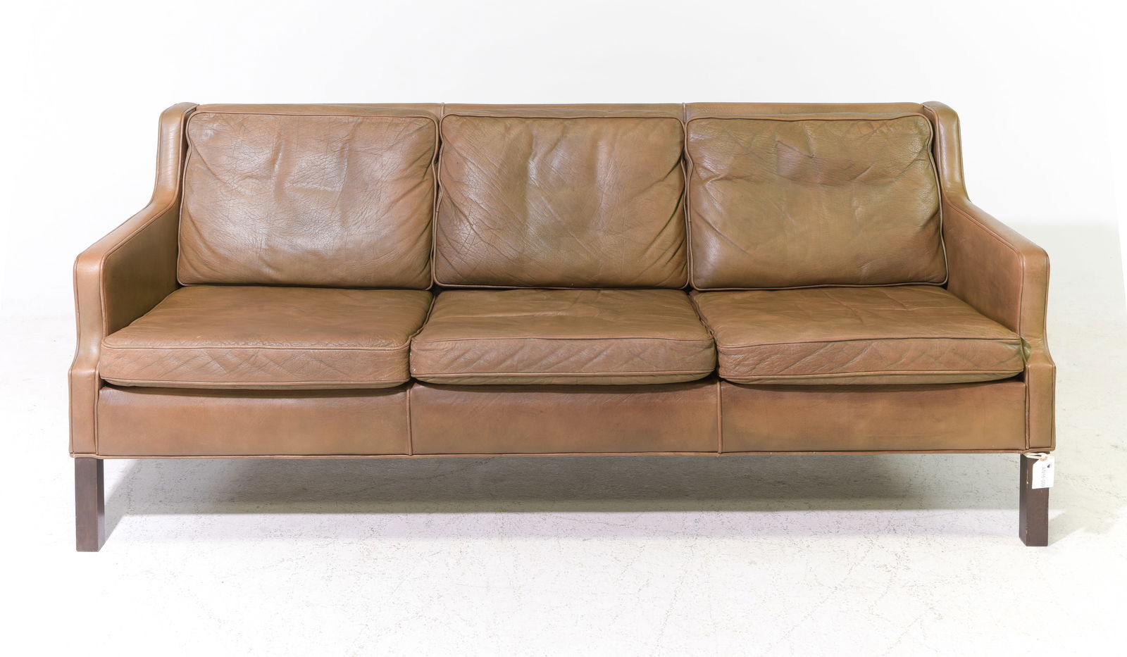 Danish Modern Leather Three Seater Sofa: Danish Mid Century Modern Leather Three Seater Sofa - 30 in tall x 74 x 32 with a seat height of 16 inches