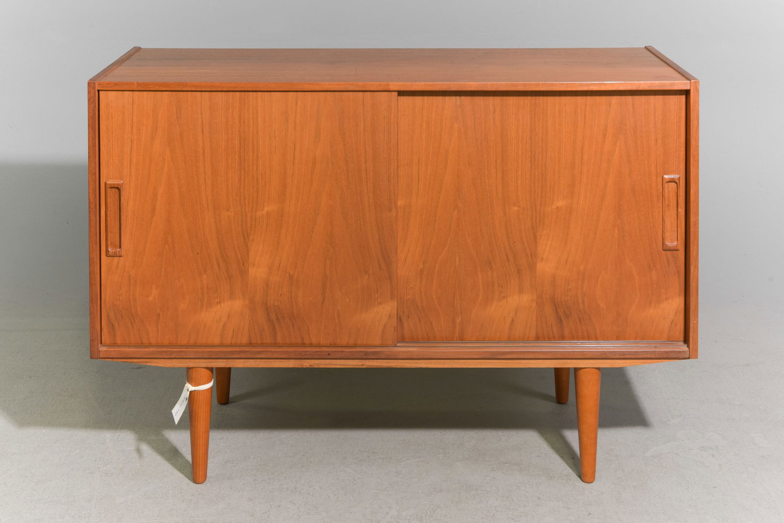 Danish Modern Sliding Door Record Cabinet: Danish Mid Century Modern Sliding Door Record Cabinet / Credenza - 33 in tall x 47.5 x 17