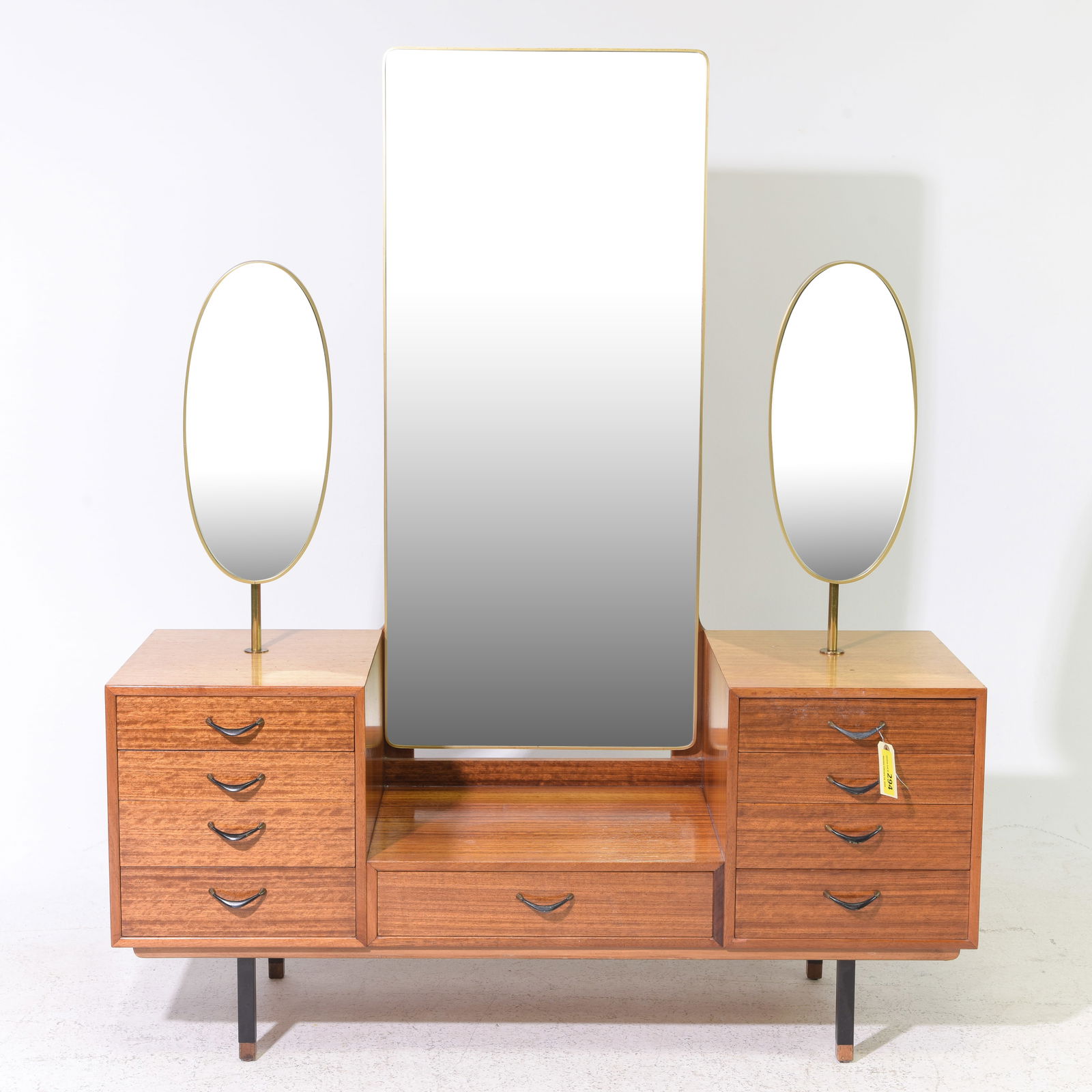 Mid Century Modern Triple Mirror Dresser: Danish Modern Style Triple Mirror Dresser - 61 in tall x 51.5 x 19