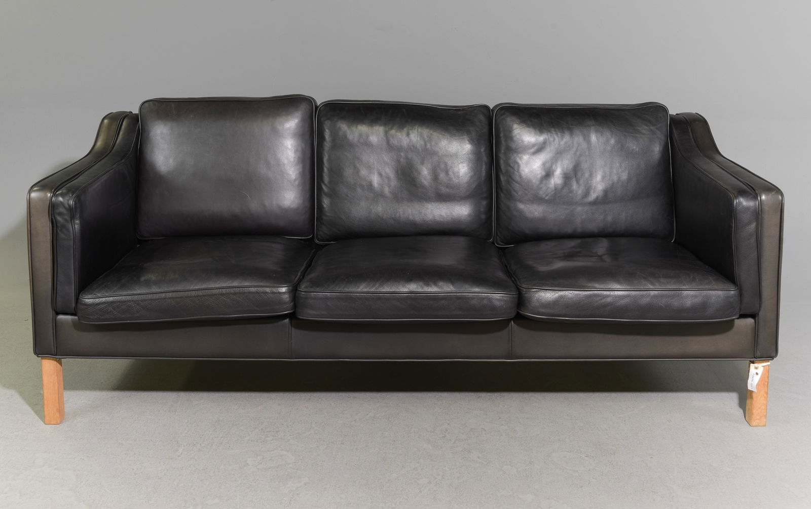 Danish Black Leather Three Seater Sofa (1 of 5)
