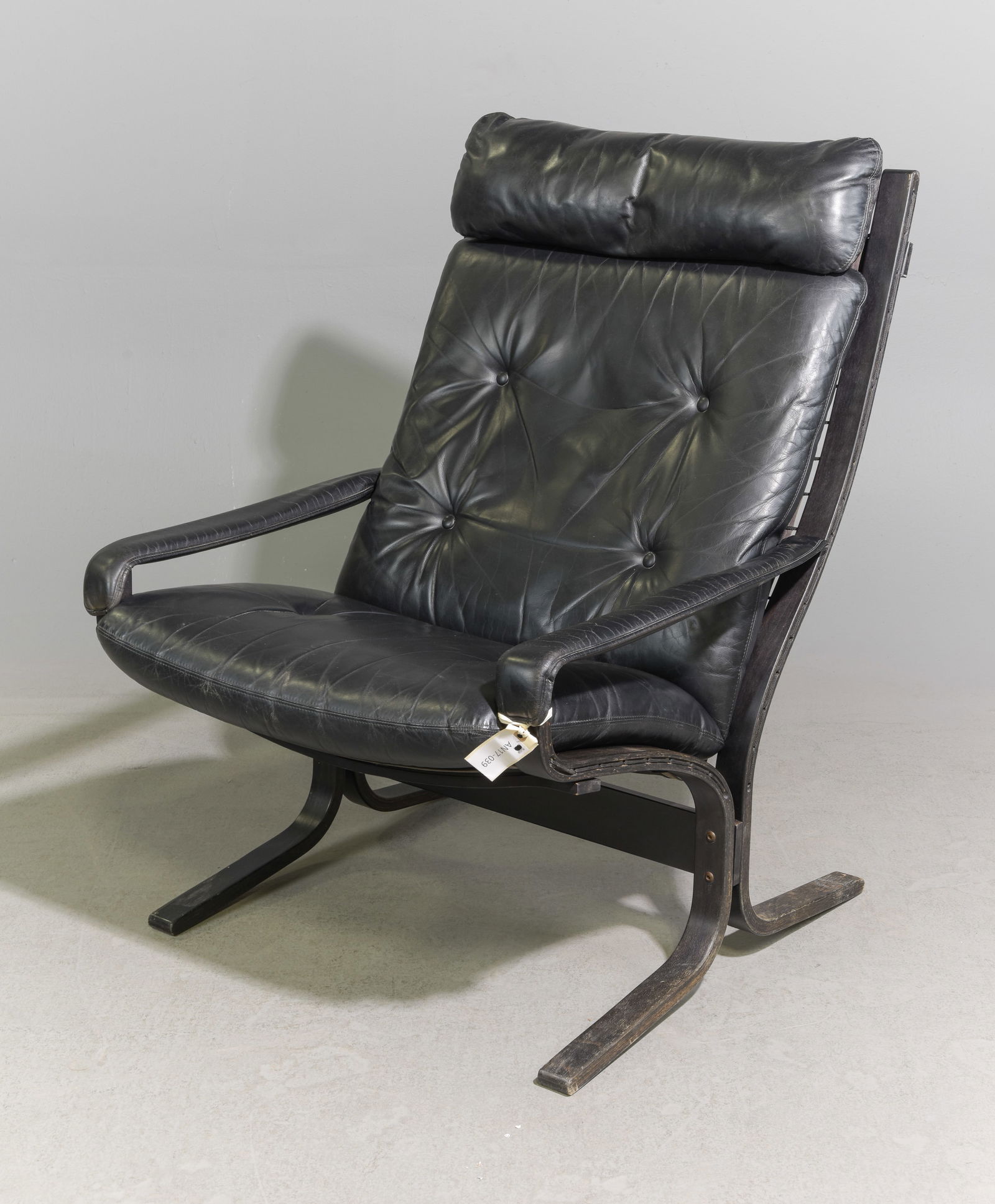 Danish Modern Black Leather Lounge Chair (1 of 5)
