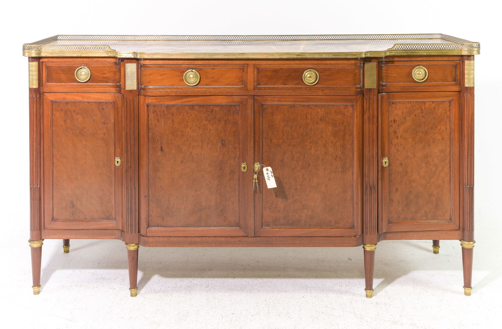 Louis XVI Style Marble Top Sideboard with Gallery (1 of 7)