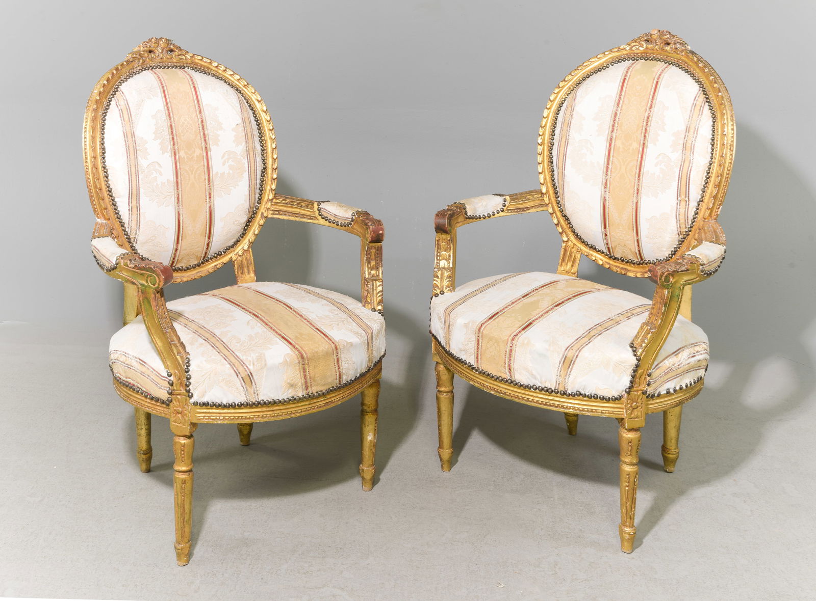Louis XVI Style Pair of Gilded Arm Chairs (1 of 5)