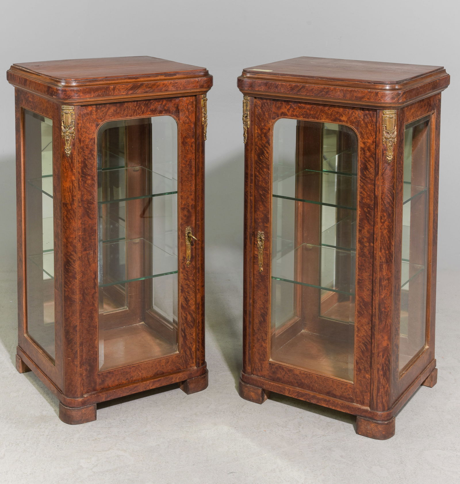 French Pair of Mahogany Vitrines with Ormolu (1 of 3)