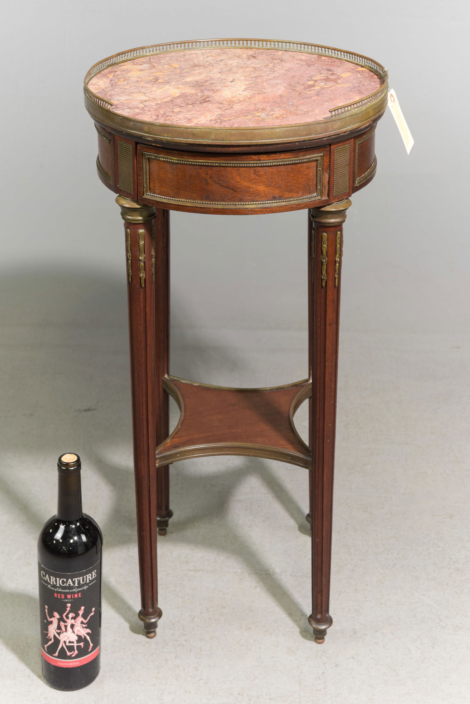 Louis XVI Style Round Marble Top Pedestal Table (1 of 3)