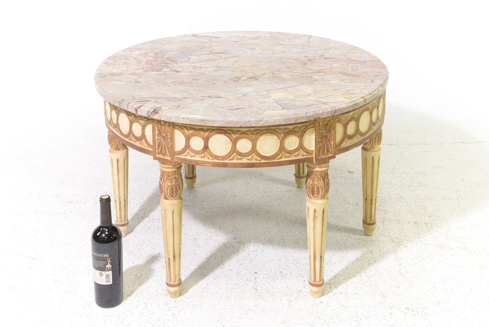 Louis XVI Style Marble Top Round Coffee Table (1 of 3)