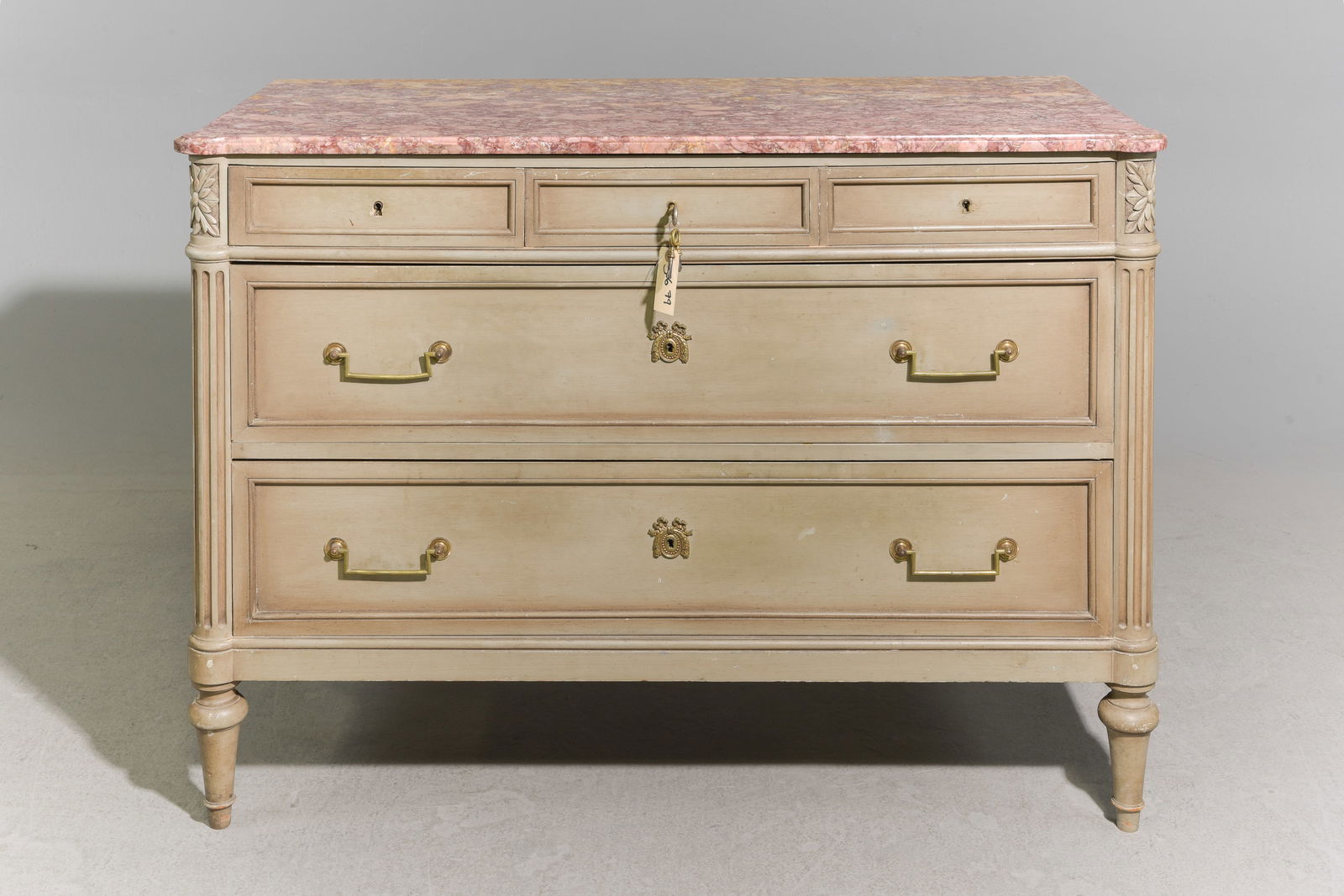 Louis XVI Style Marble Top Painted Chest (1 of 5)