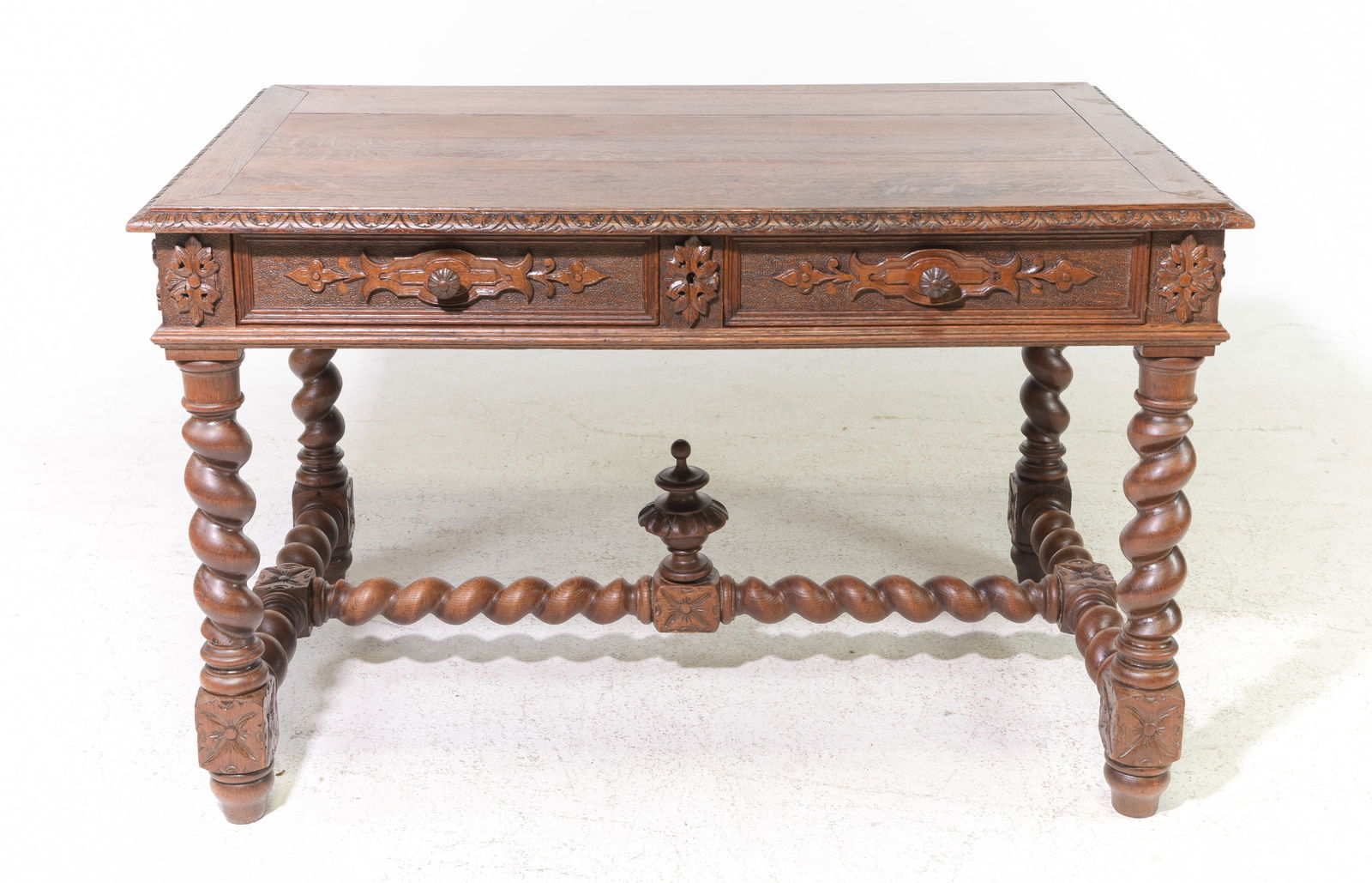 Louis XIII Style French Twist Oak Desk (1 of 4)