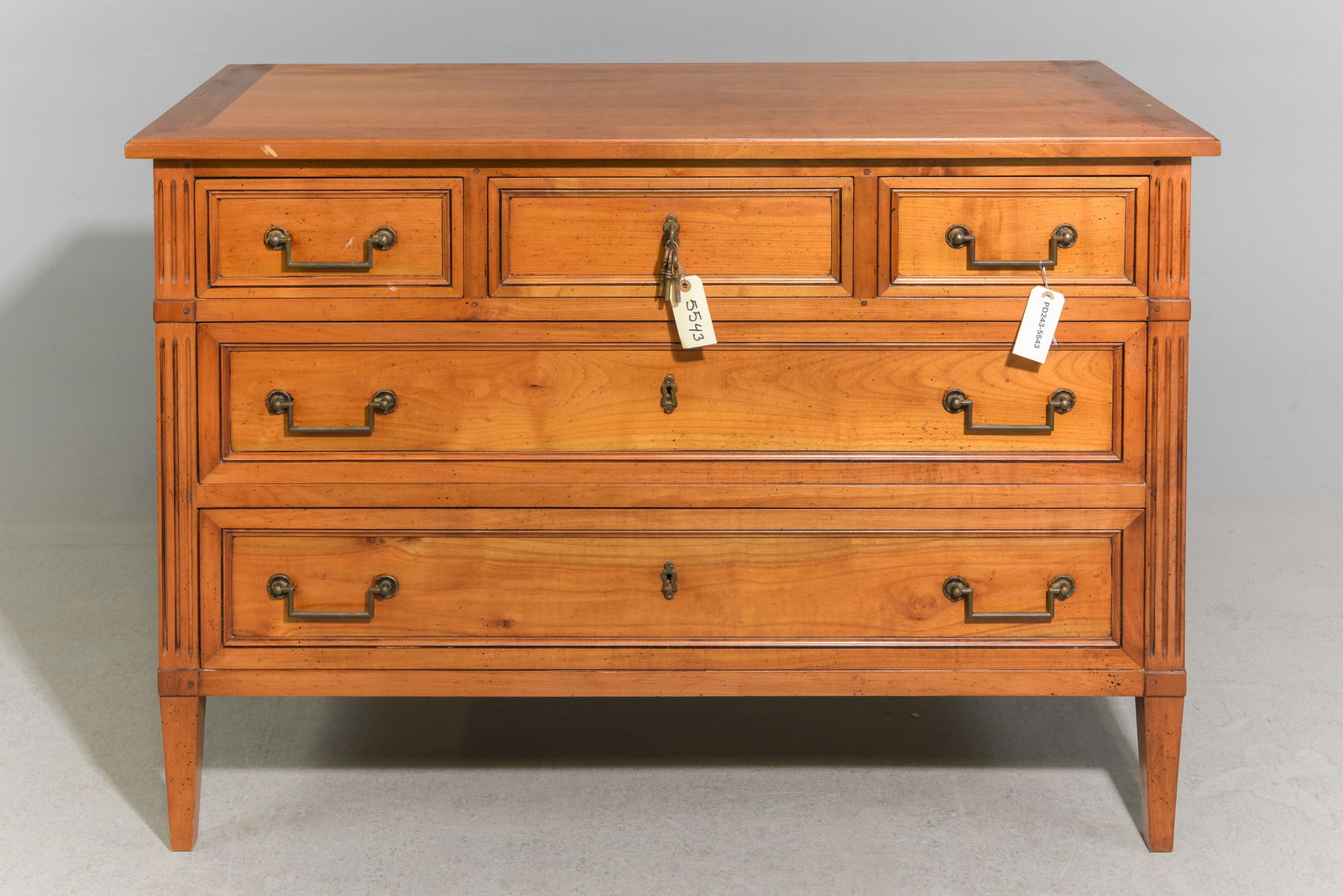Louis XVI Style Five Drawer Cherry Chest (1 of 5)