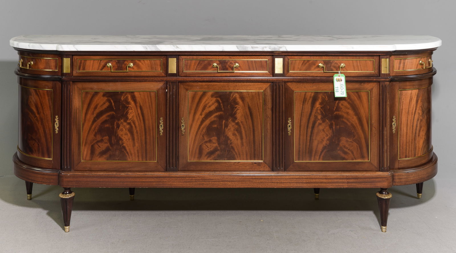 Louis XVI Style White Marble Top Curved Sideboard (1 of 7)