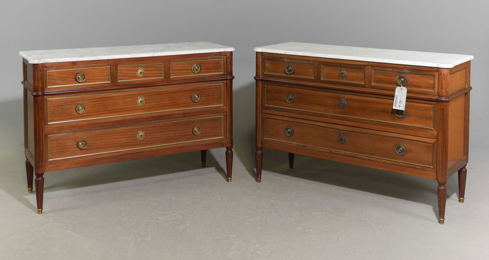2 Louis XVI Style White Marble Top Chests (1 of 4)