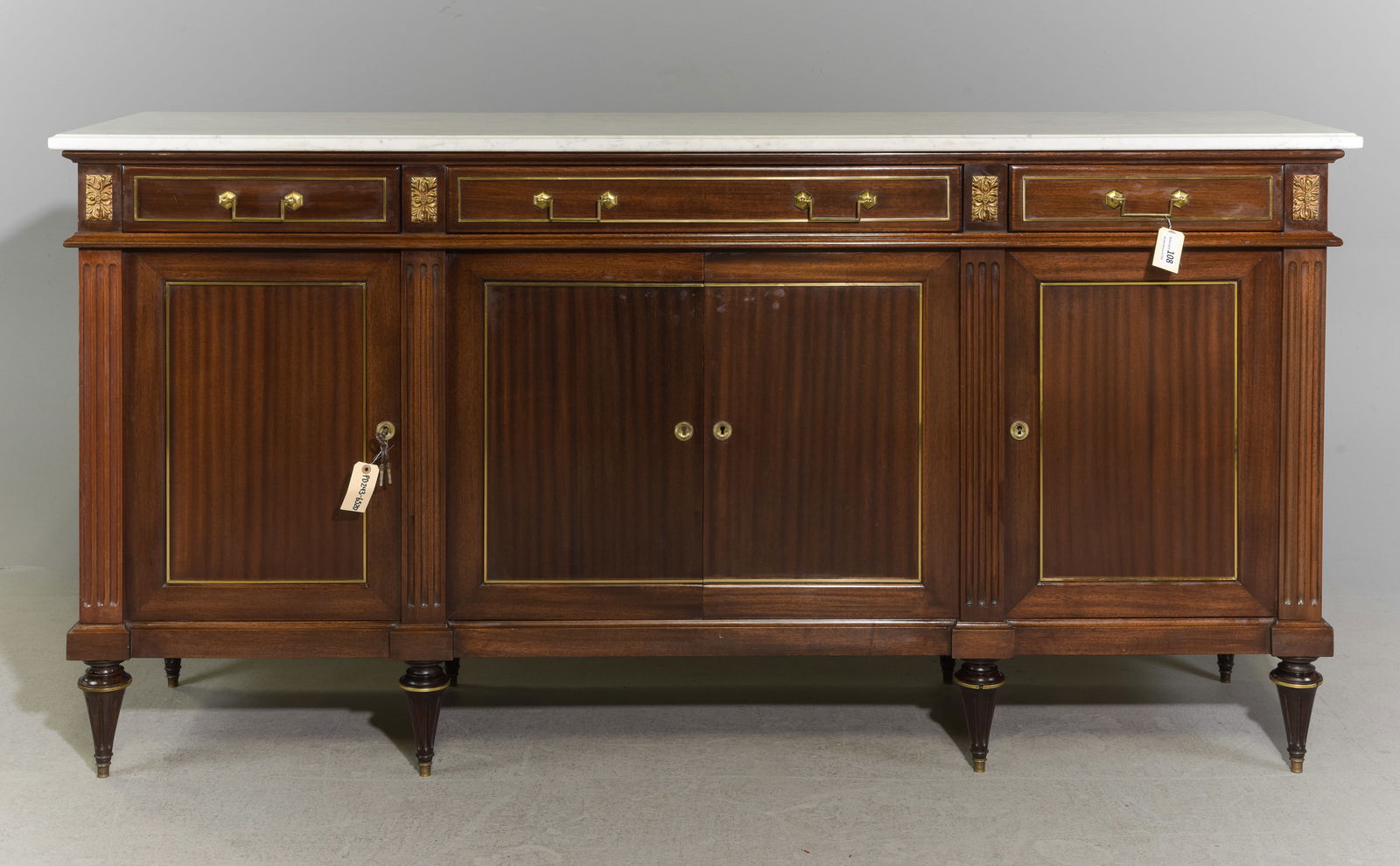 Louis XVI Style White Marble Top Sideboard (1 of 7)