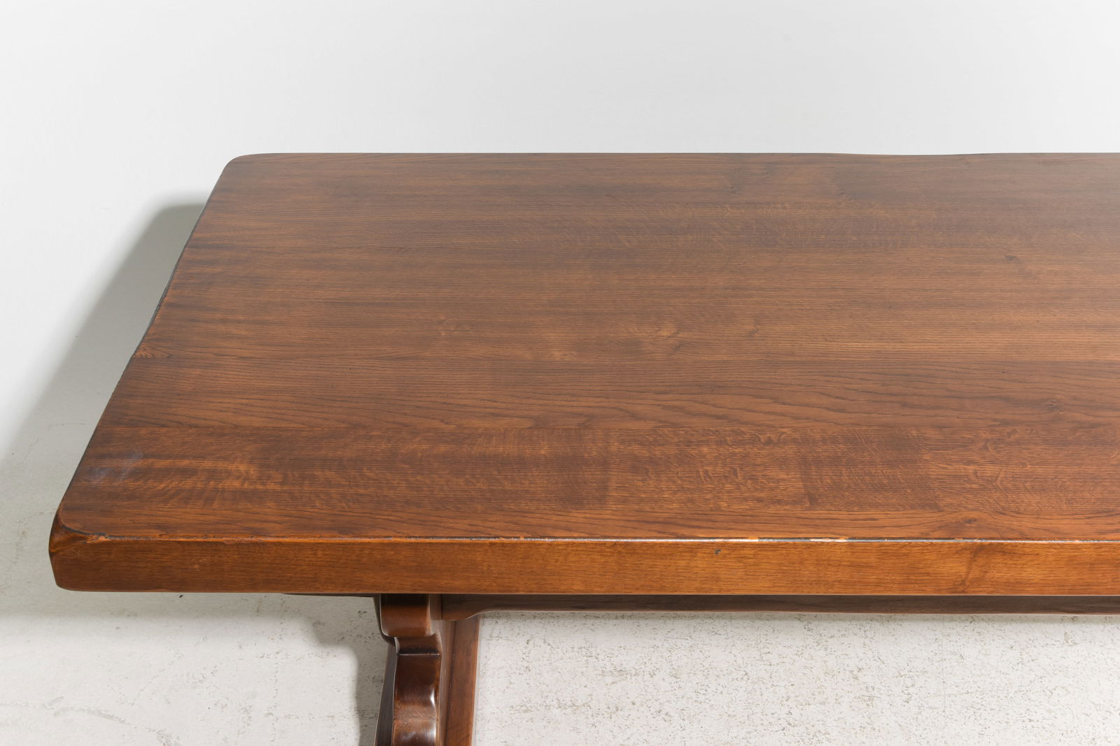 French Solid Oak Trestle Base Monastery Table - 2