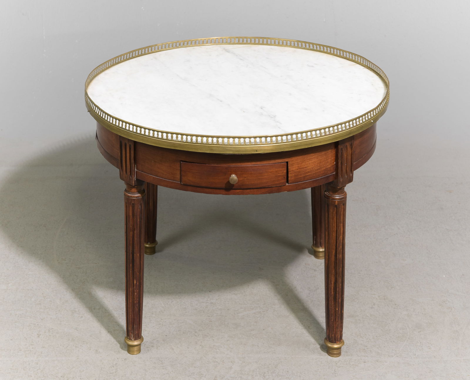 Louis XVI Style White Marble Top Boulotte Table (1 of 3)