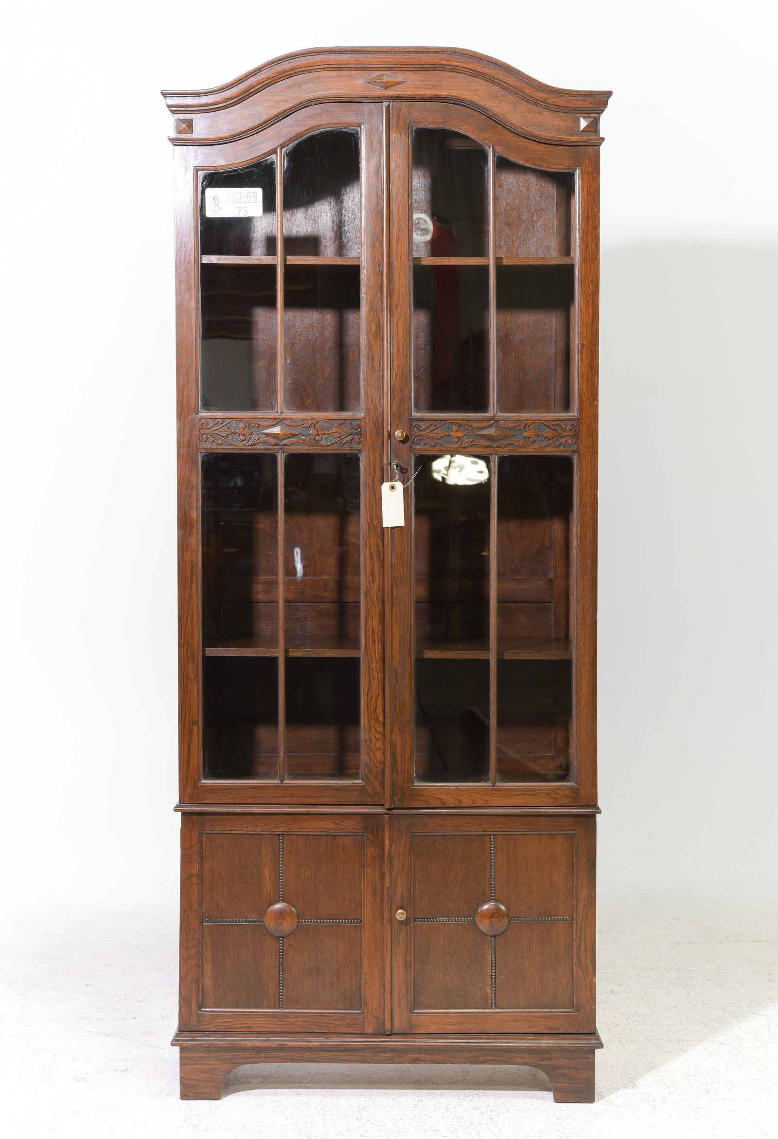 British Oak Double Door Bookcase (1 of 3)