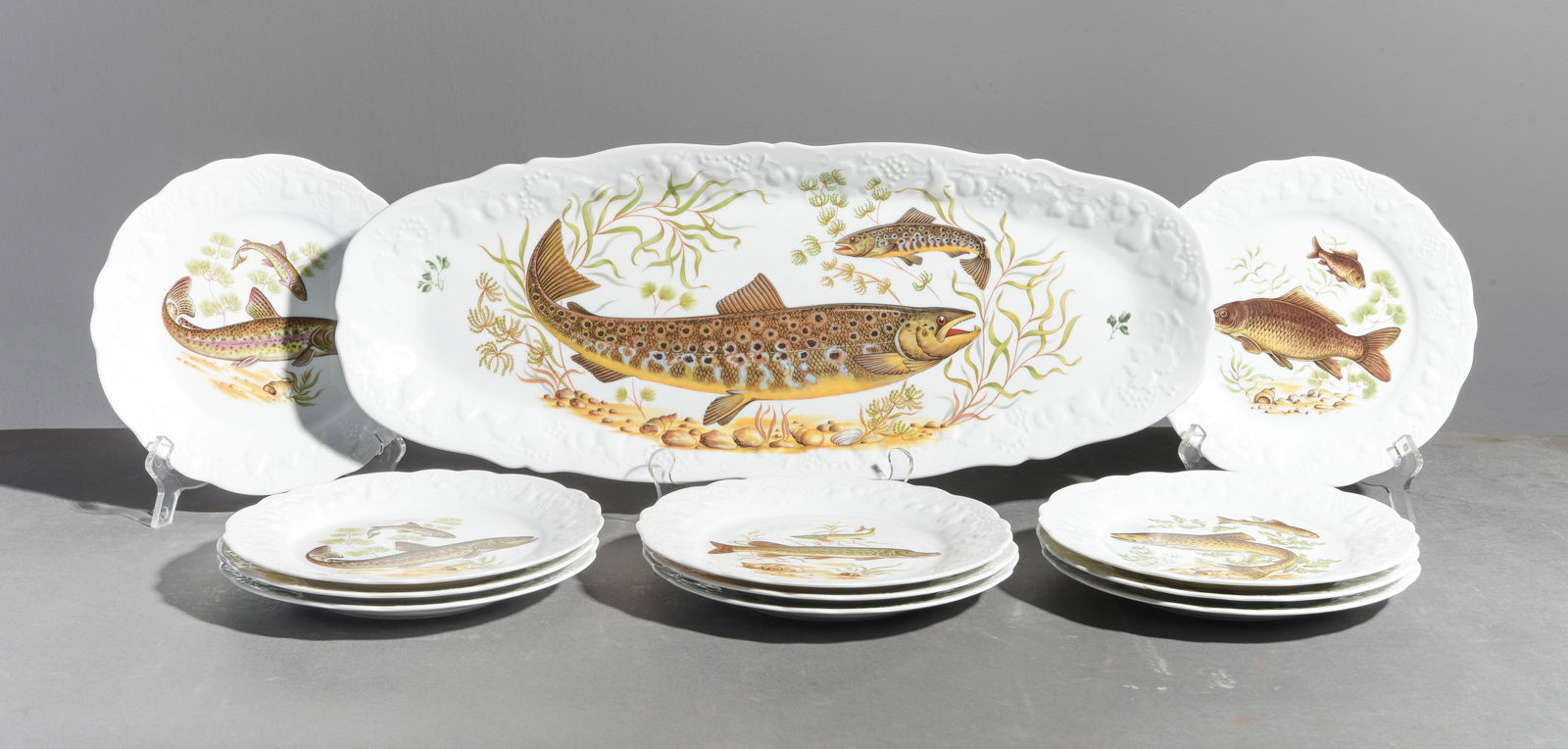 11pc French Fish Plate Set - Platter & 10 Plates (1 of 6)