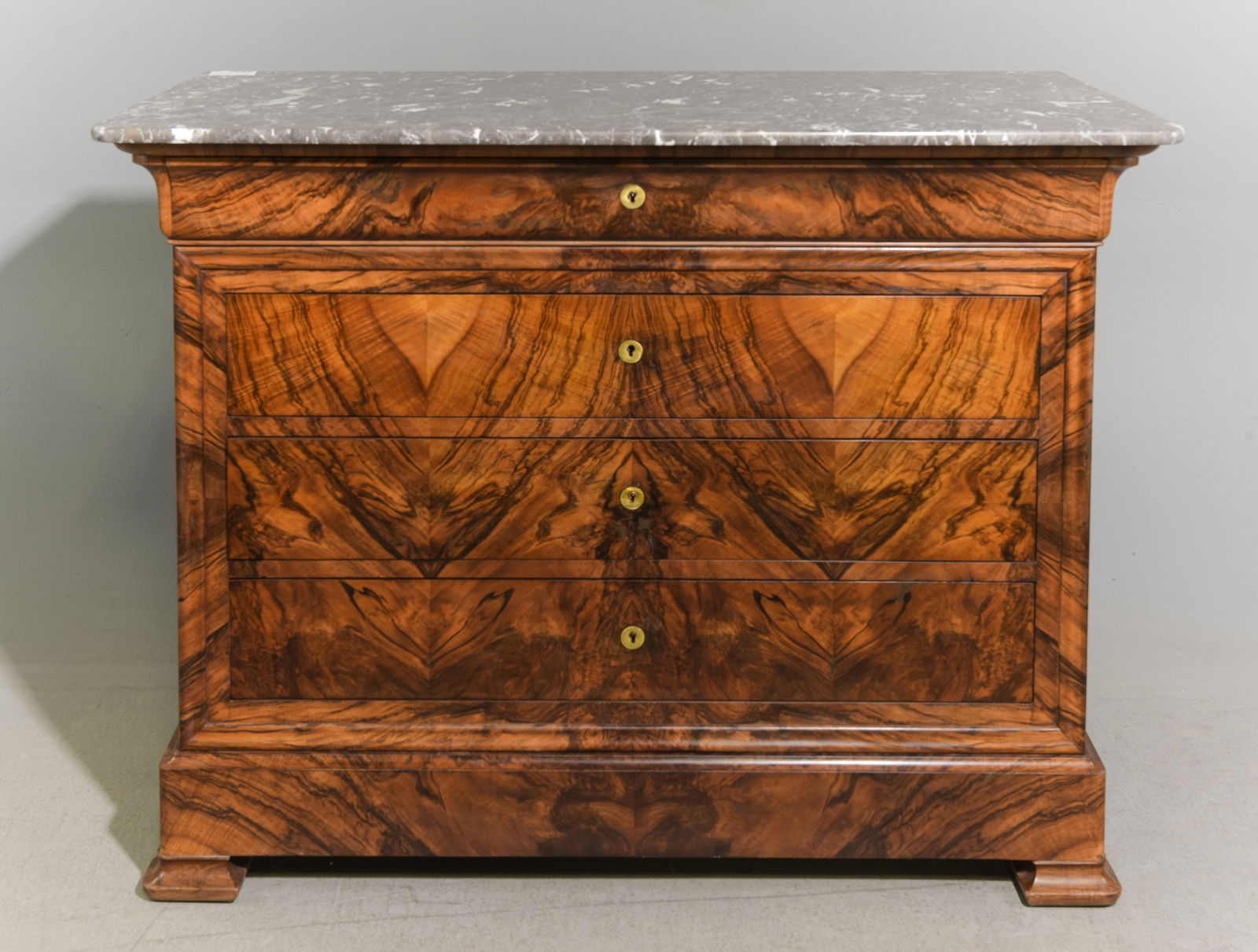 Louis Philippe Style Walnut Marble Top Chest (1 of 6)