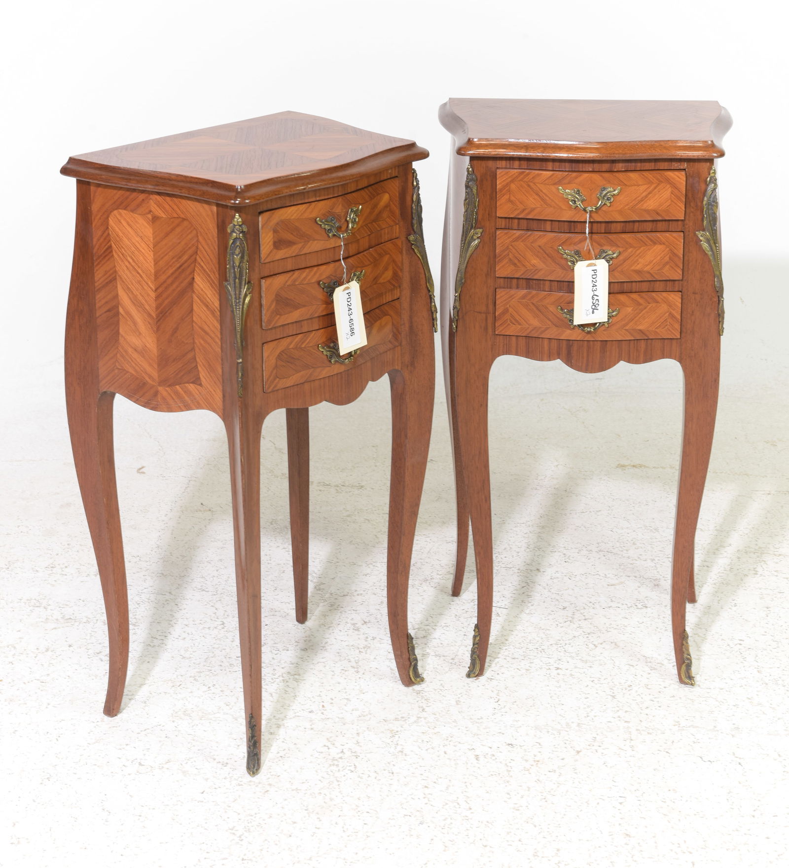 French Pair of Three Drawer Chests / Nightstands (1 of 4)