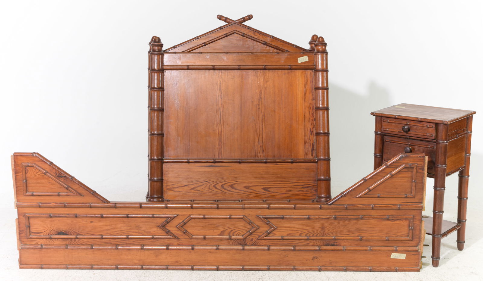 French Faux Bamboo Bed with Rails & Nightstand (1 of 8)