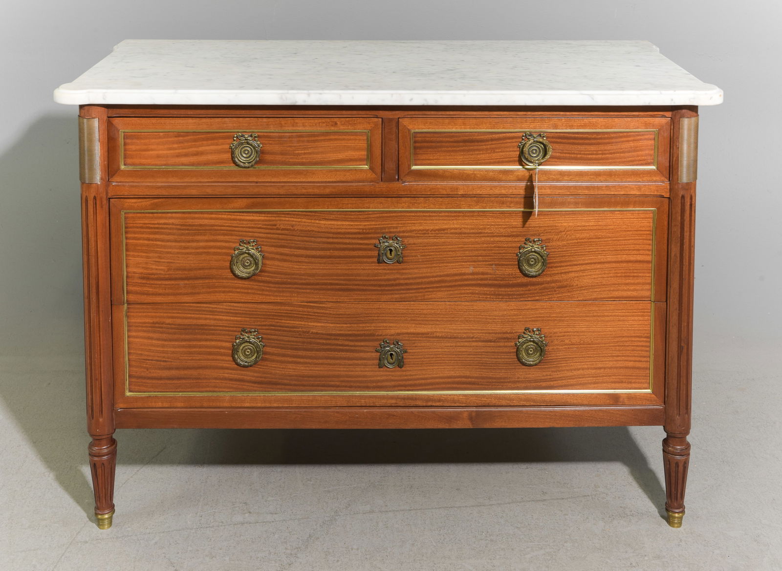 Louis XVI Style White Marble Top Chest (1 of 5)