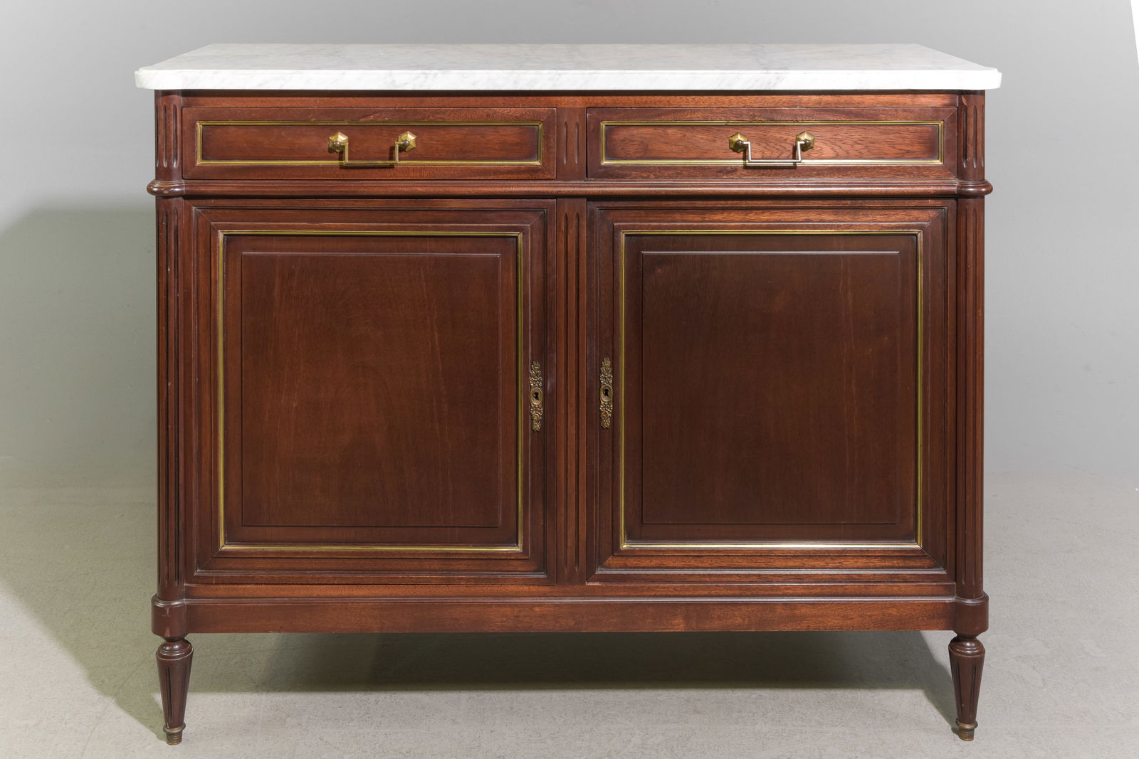 Louis XVI Style White Marble Top Buffet (1 of 6)