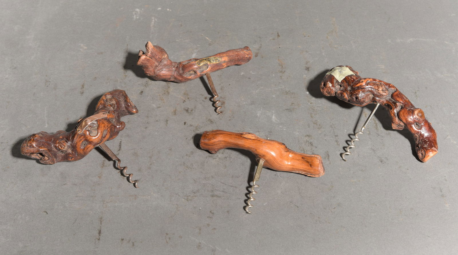 Four Assorted Vinewood Corkscrews: Four Assorted Vinewood Corkscrews - 6 in tall x 8 x 3.5