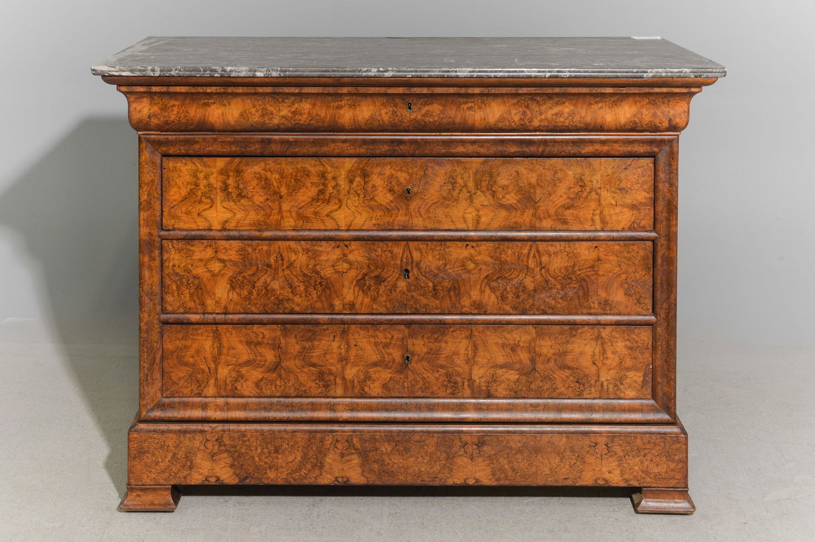 Louis Philippe Style Figured Walnut Marble Top Chest (1 of 6)
