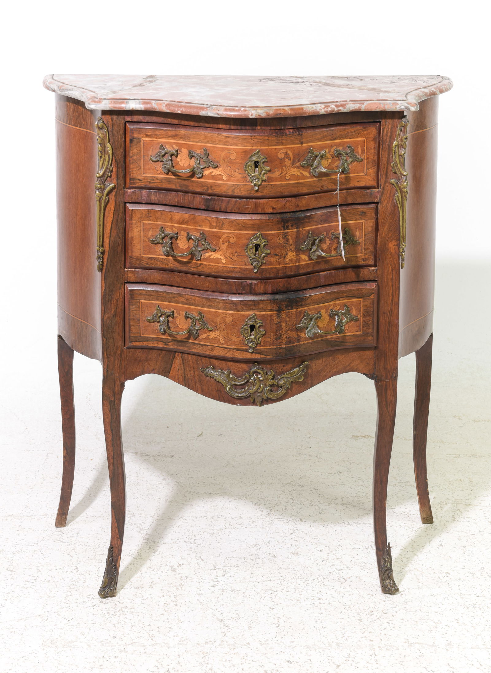 French Marble Top Three Drawer Chest with Ormolu (1 of 5)