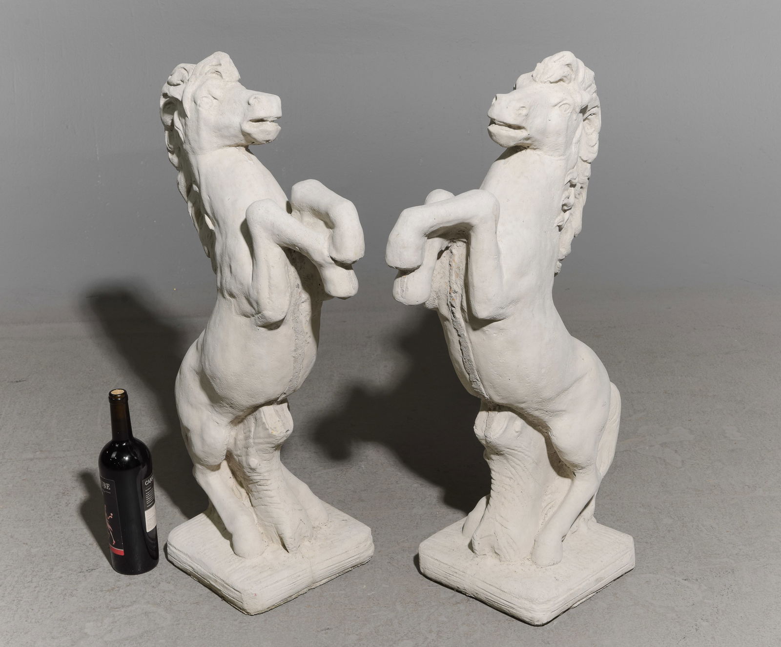 2 Cast Stone / Concrete Rearing Horses (1 of 4)
