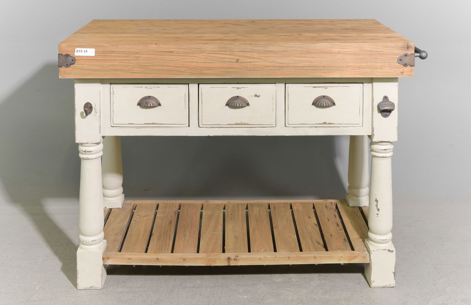 Farmhouse Style 3 Drawer Painted Kitchen Island (1 of 4)