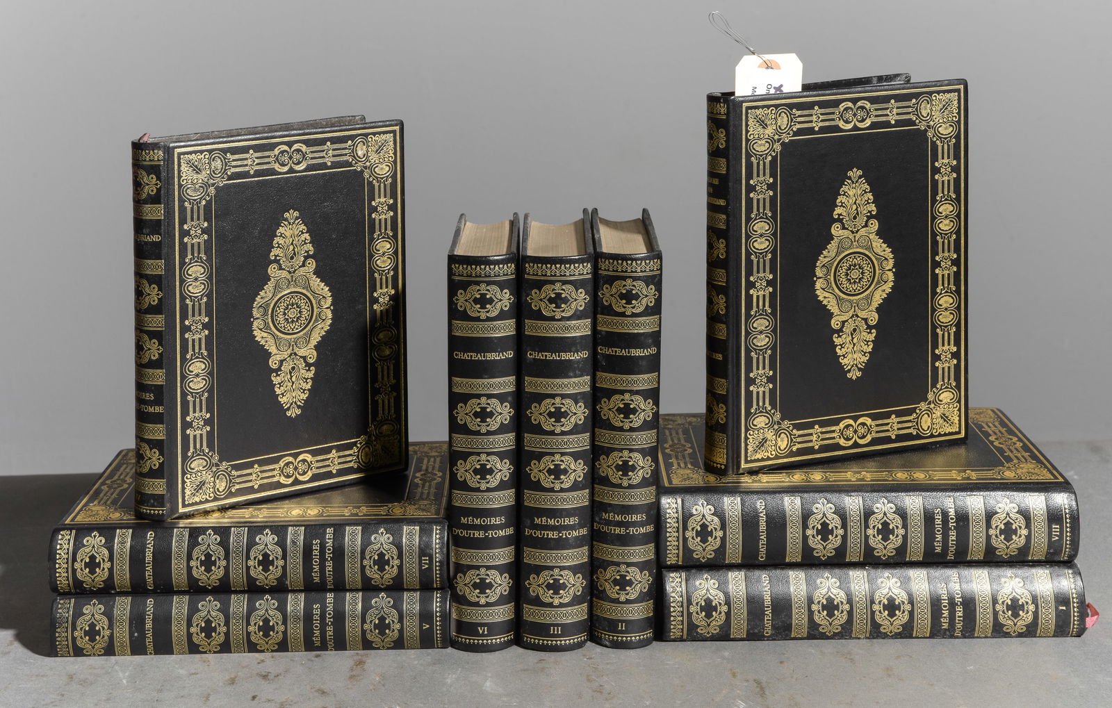 French Set of 9 "Chateaubriand" Books: French Set of 9 "Chateaubriand" Books / Novels - 8.5 in tall x 6.25 x 1.5