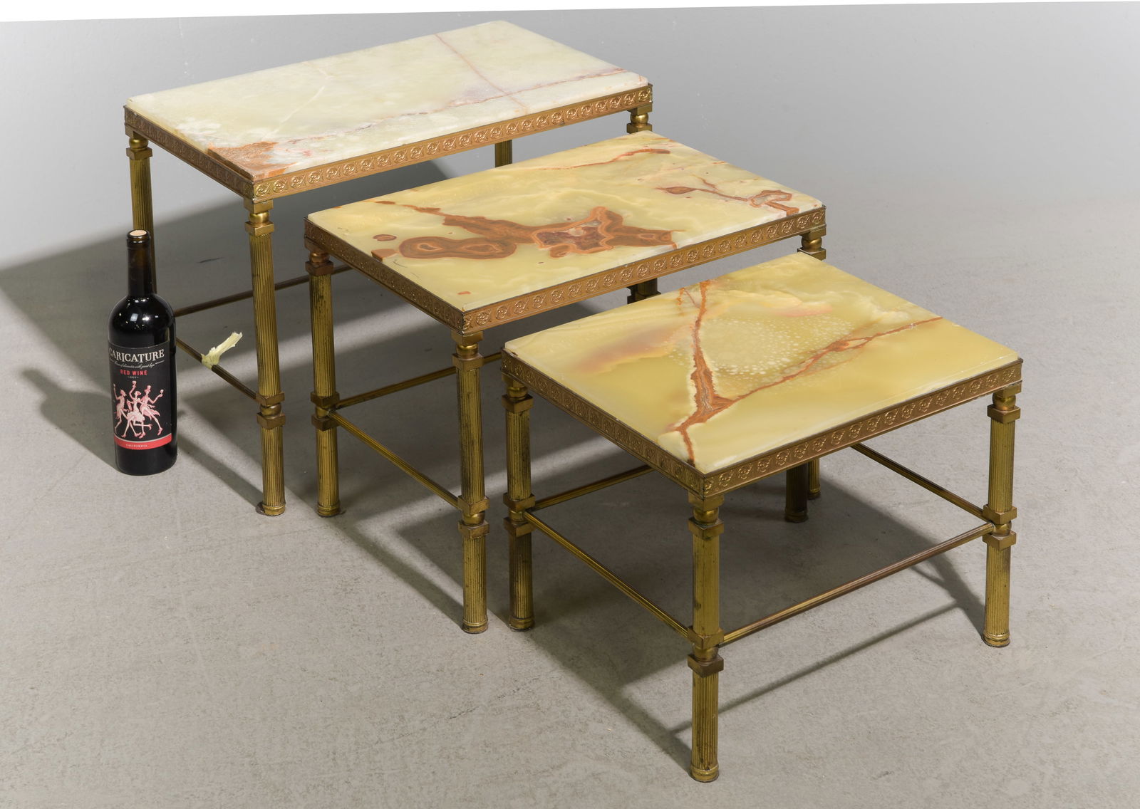 French Brass & Onyx Nest of 3 Tables (1 of 4)