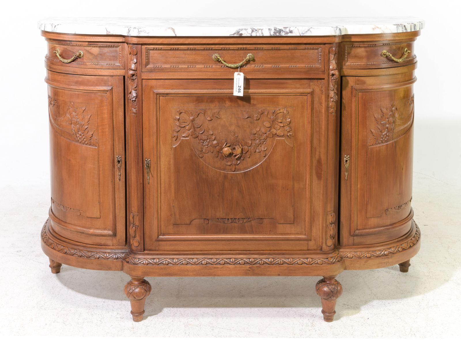 Louis XVI Style Marble Top Curved Sideboard (1 of 5)
