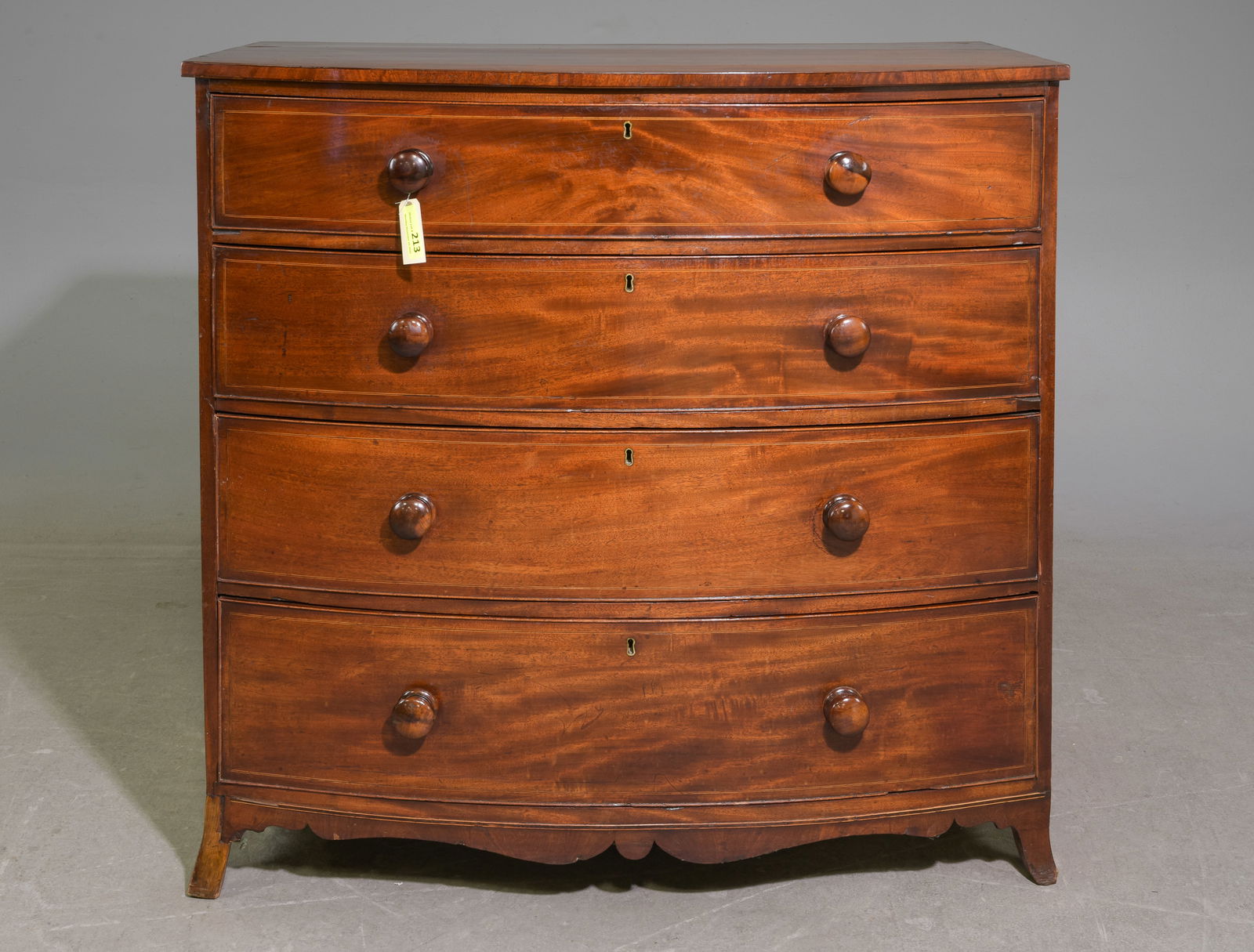English Mahogany Bowfront 4 Drawer Chest (1 of 6)