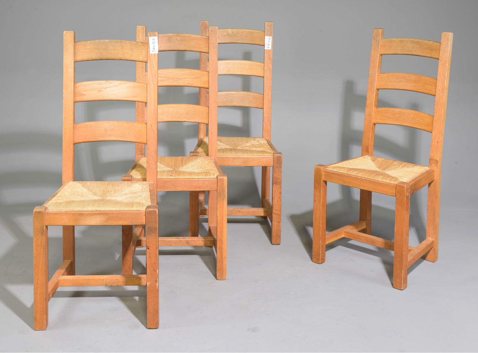 Swedish Set of 4 Rush Seat Ladder Back Chairs: Swedish Set of 4 Rush Seat Ladder Back Chairs - 42 in tall x 17.5 x 19 each with a seat height of 17 inches