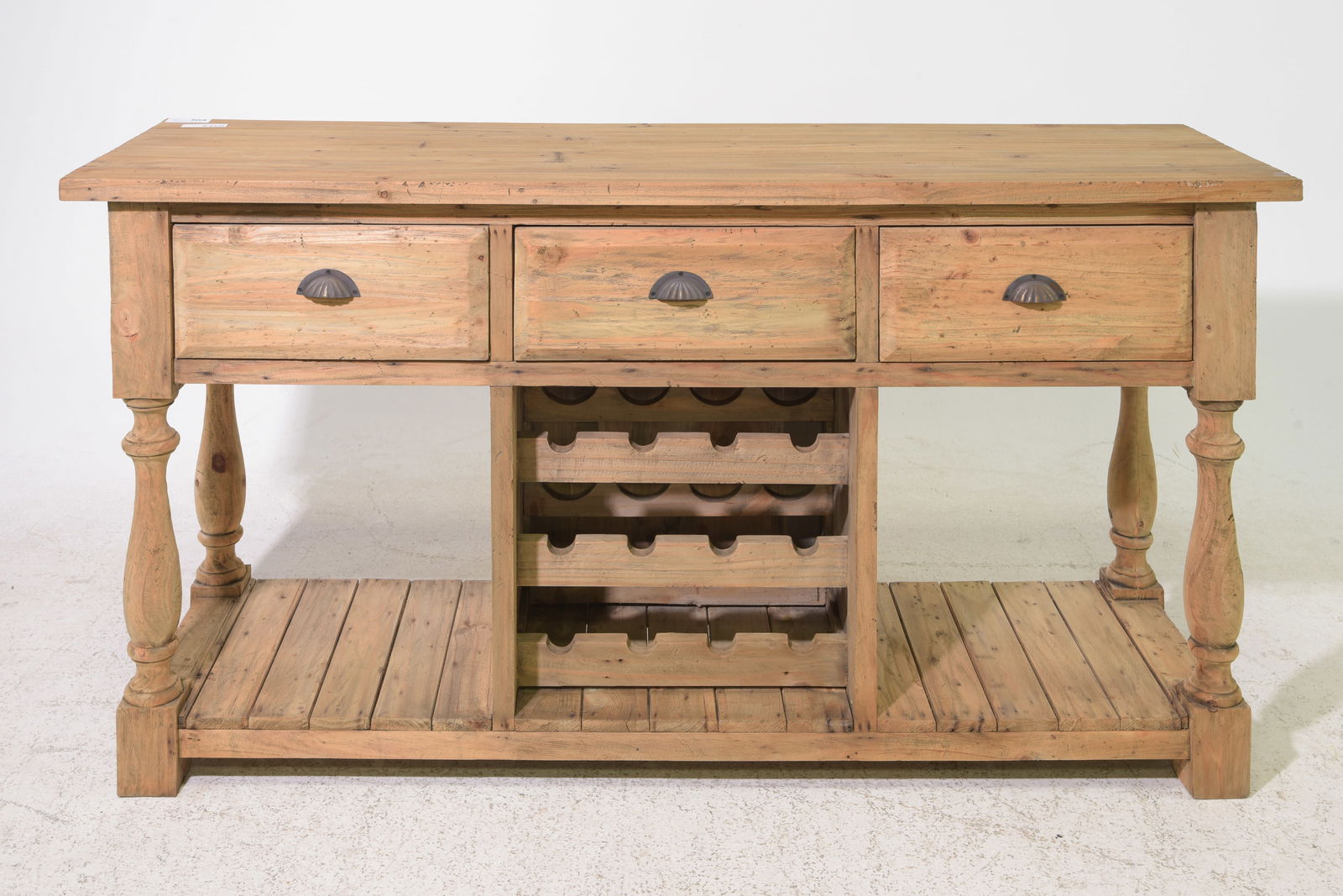 Farmhouse Style Three Drawer Console with Wine Rack (1 of 4)