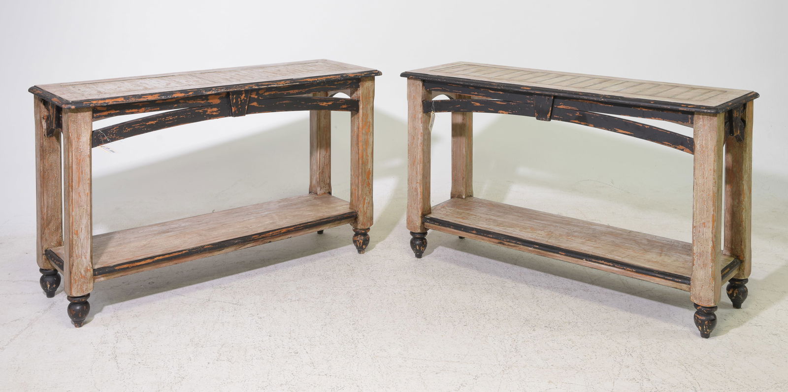Pair of Distressed Painted Hall Tables / Consoles (1 of 3)