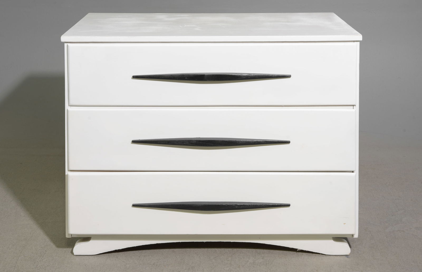 White Painted 3 Drawer Chest: White Painted 3 Drawer Chest - 33 in tall x 41.75 x 20.75