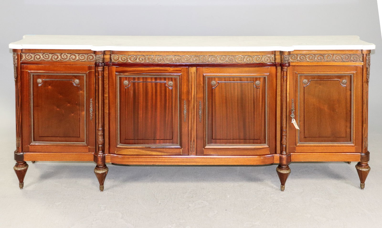 Louis XVI Style White Marble Top Walnut Sideboard (1 of 13)