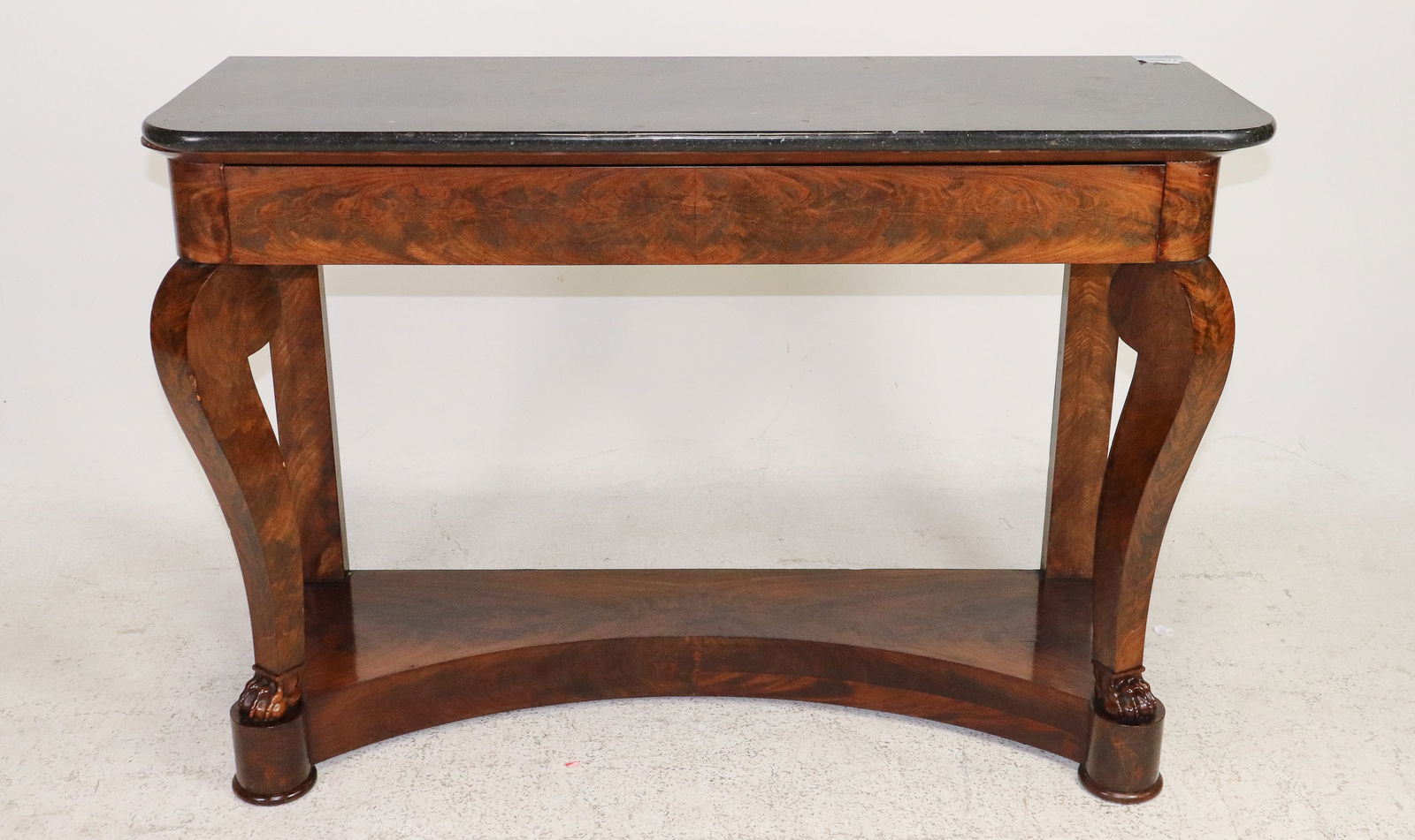 French Empire Style Walnut Marble Top Console (1 of 9)