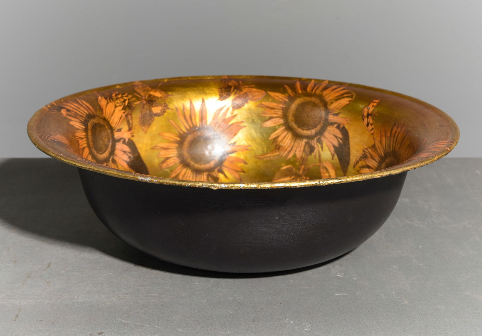 Decoupage Metal Center / Decorative Bowl #1: Decoupage Metal Center / Decorative Bowl - 6 in tall x 20 inch diameter