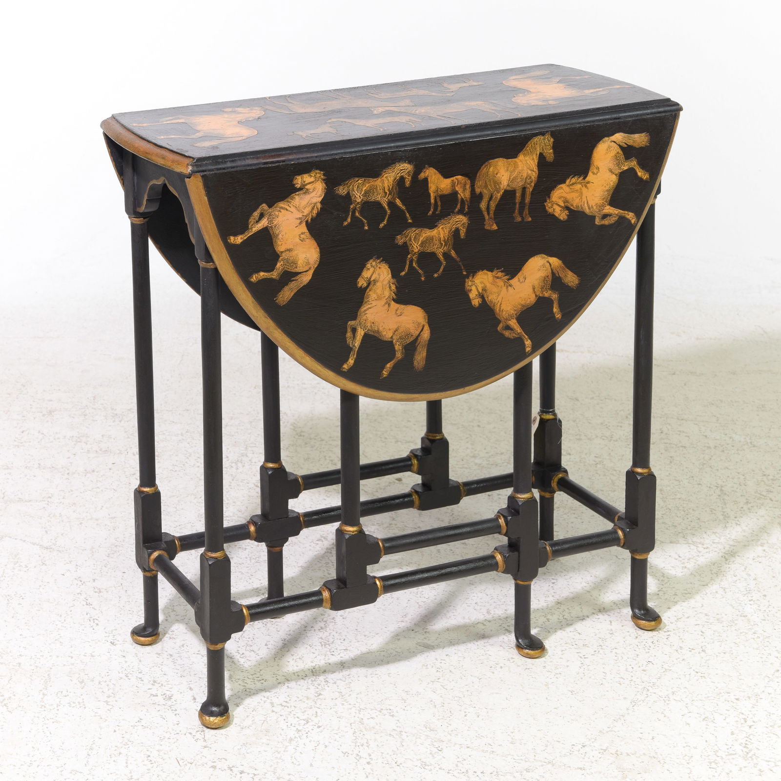 Decoupage Drop Leaf Table with Horse Motif (1 of 3)