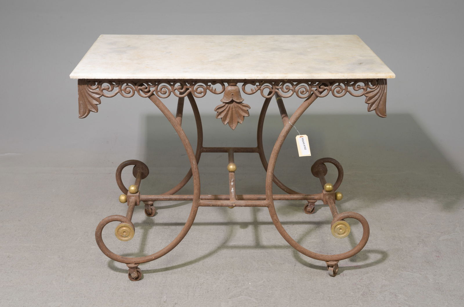 French Style White Marble Top Iron Base Pastry Table (1 of 4)