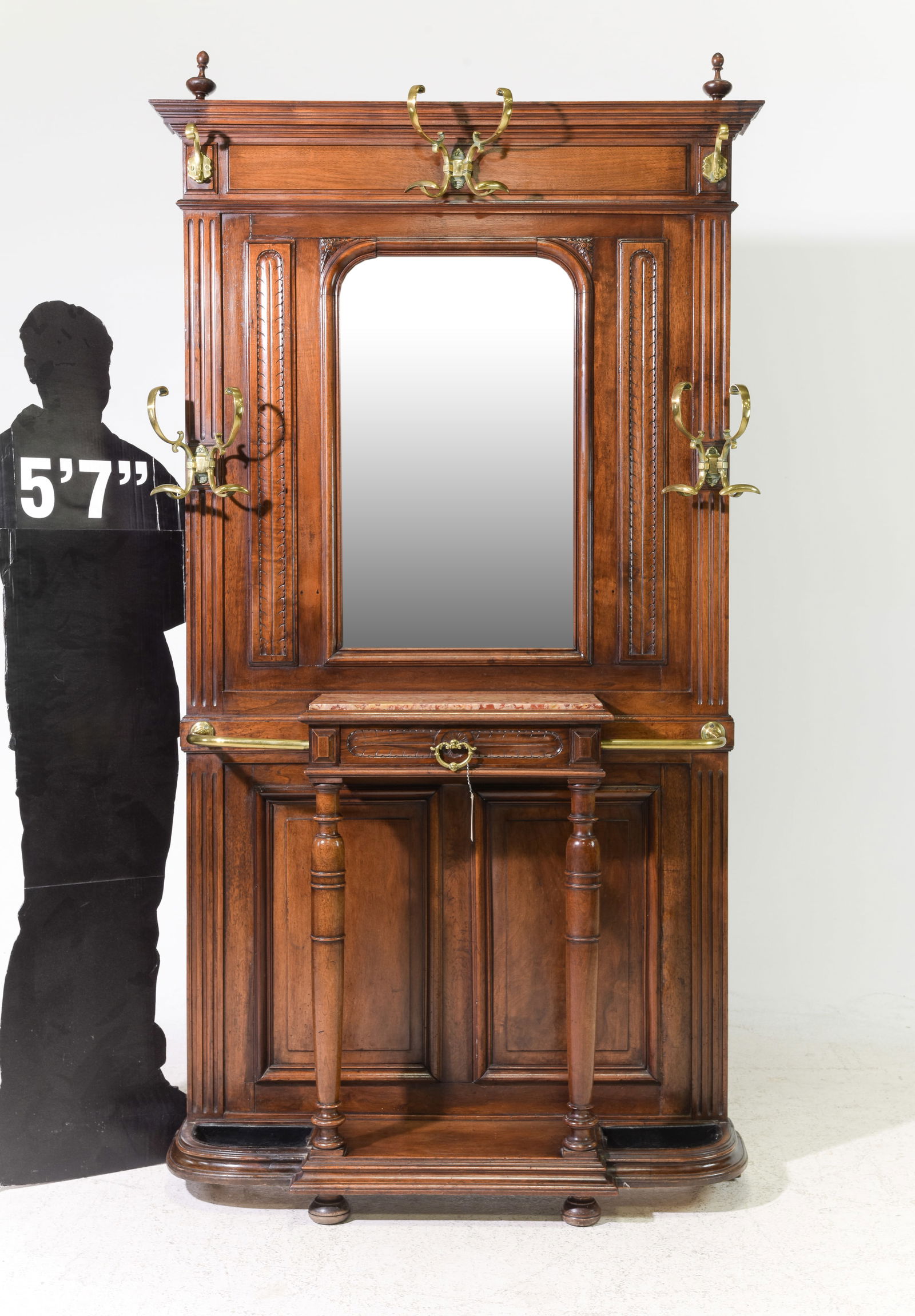 Henri II Style Walnut Mirror Back Hall Stand (1 of 5)