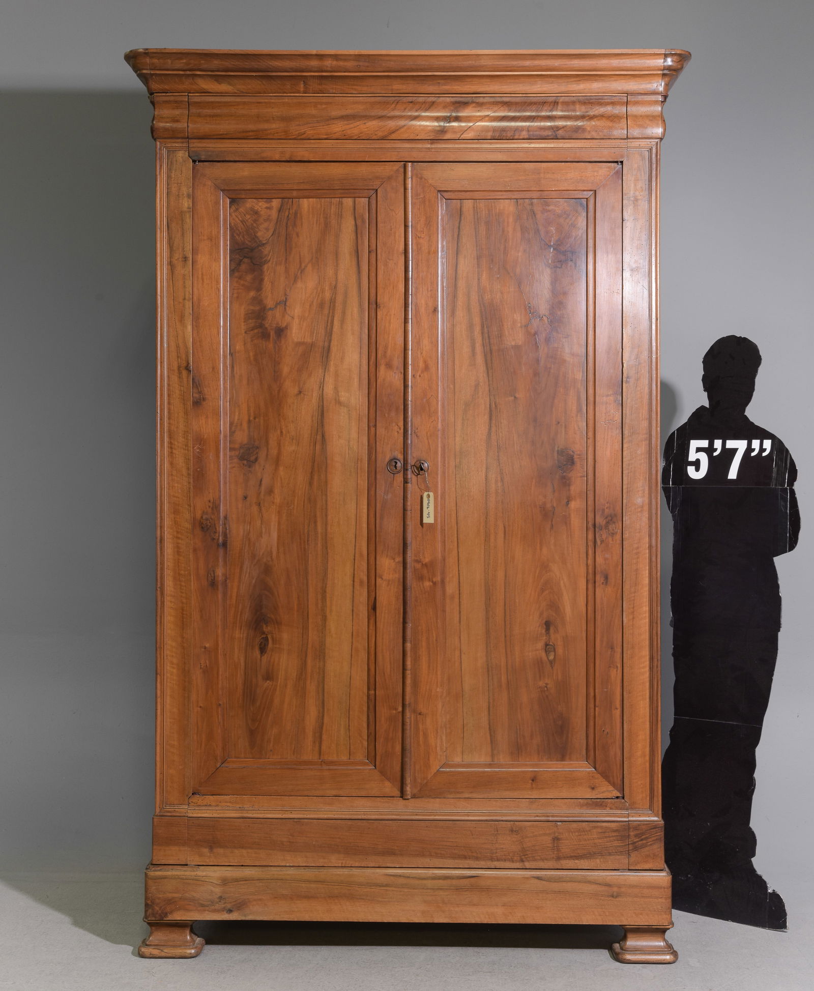 Louis Philippe Style Large Double Door Armoire: French Louis Philippe Style Large Double Door Armoire - 93.5 in tall x 58.5 x 23.5