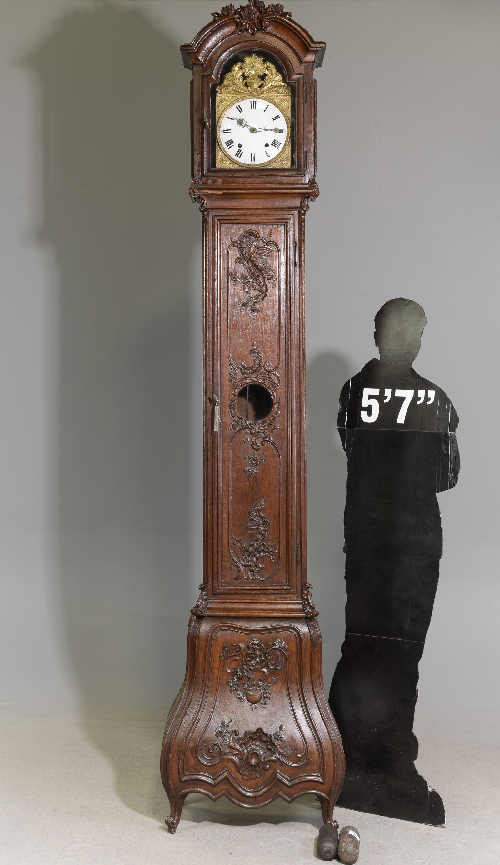 Louis XV Style Carved Oak Grandfather Clock (1 of 10)