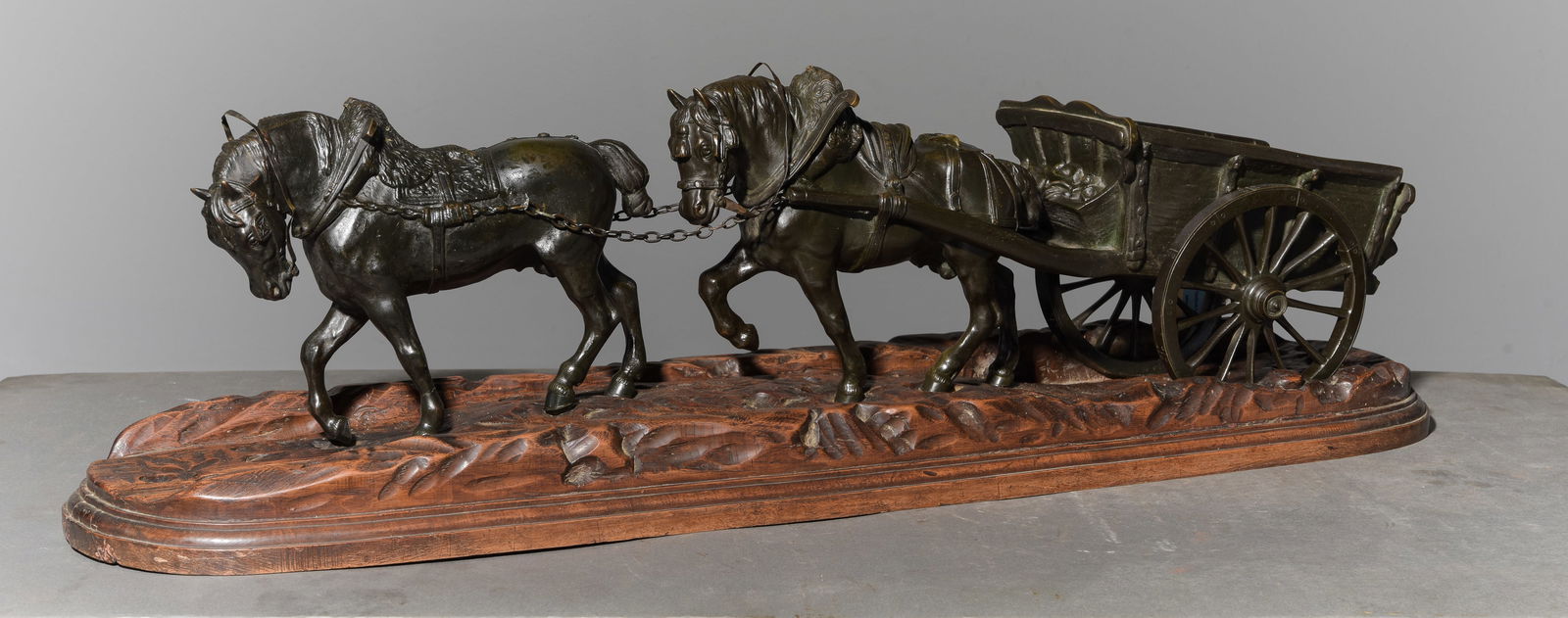 Bronze Horse Figure Mounted On Beech Wood Base (1 of 5)