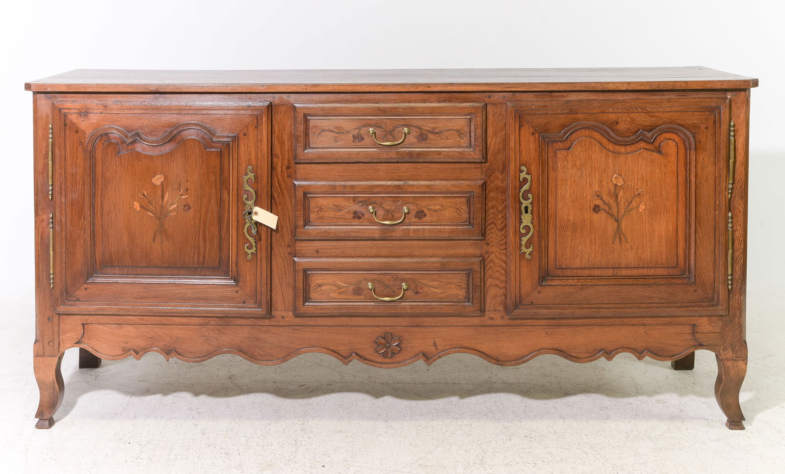 Louis XV Style Oak Sideboard / Enfilade: French Louis XV Style Oak Sideboard / Enfilade - 39 in tall x 80.5 x 21.5