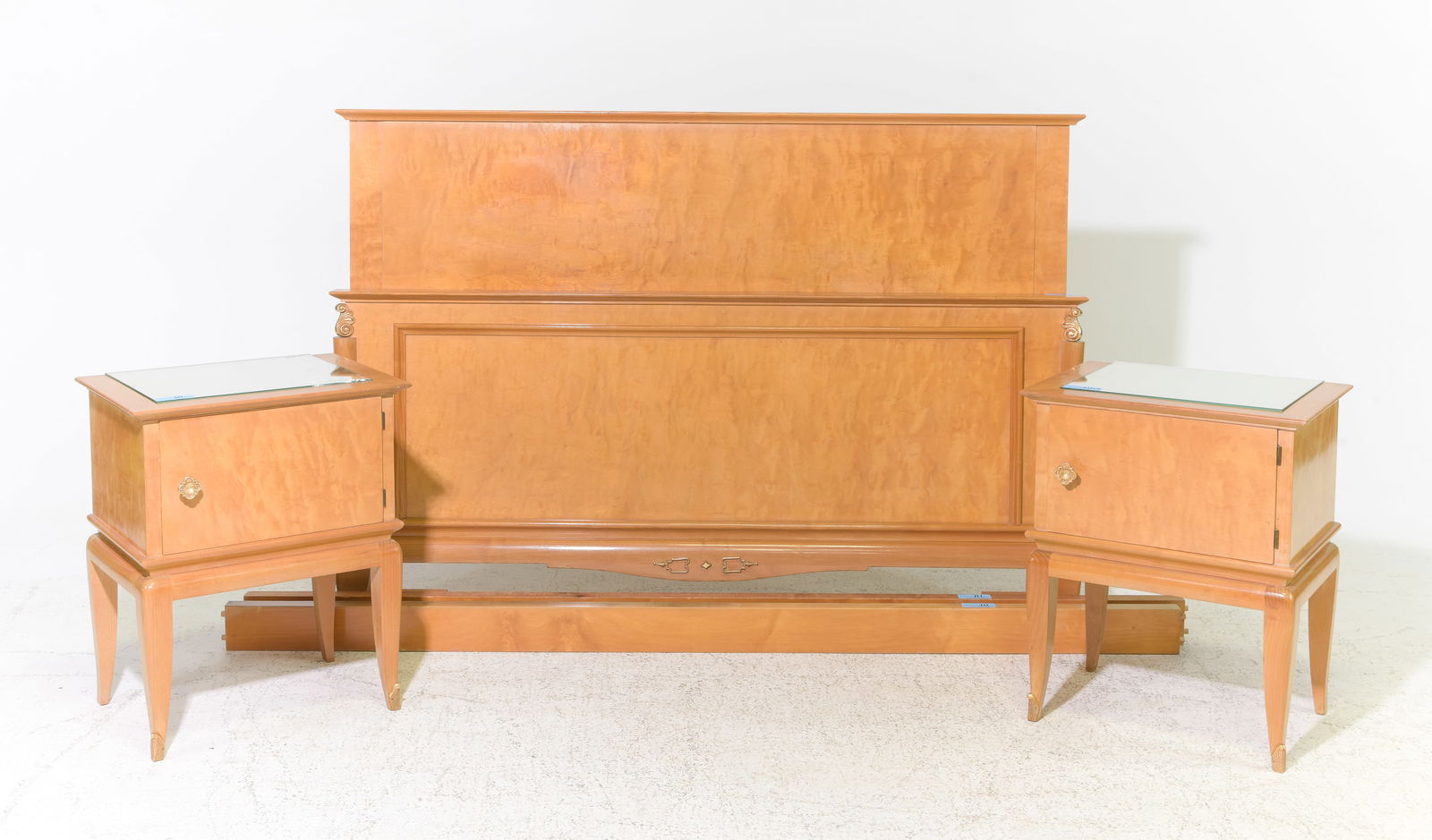 French Art Deco / Art Nouvea Style Bed & 2 Nightstands (1 of 7)